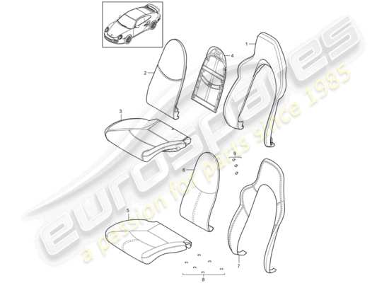 a part diagram from the Porsche 911 T/GT2RS parts catalogue