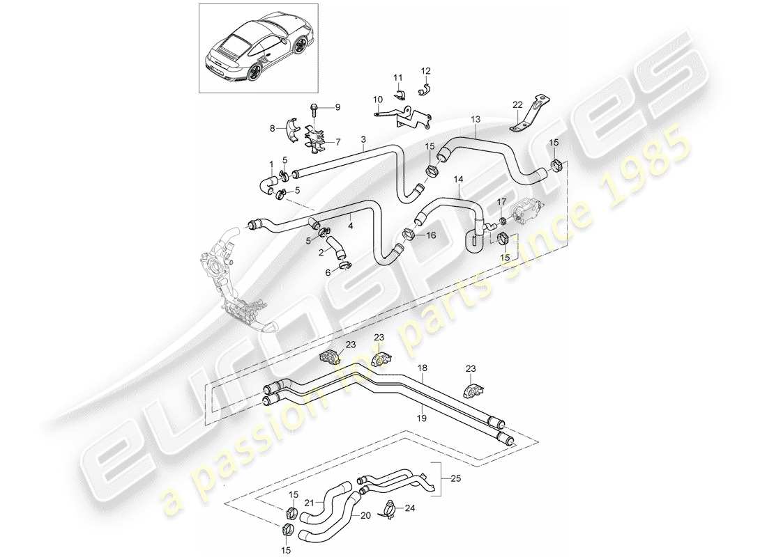 Porsche 911 T/GT2RS (2012) lines Part Diagram