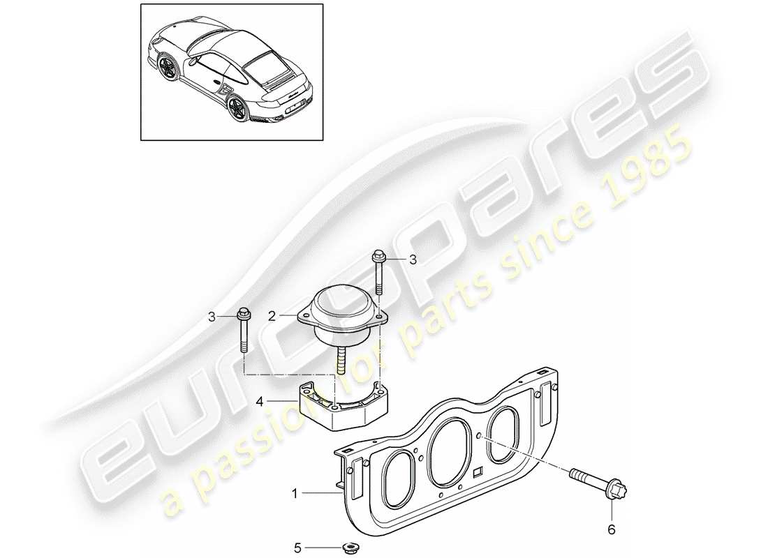 Porsche 911 T/GT2RS (2012) engine suspension Part Diagram