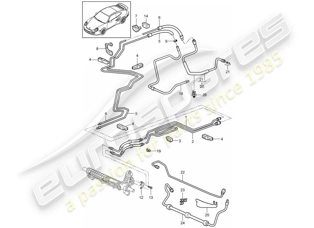 Porsche 911 T/GT2RS (2012) POWER STEERING Part Diagram