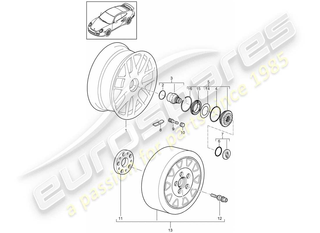 Porsche 911 T/GT2RS (2012) CENTRAL LOCKING Part Diagram