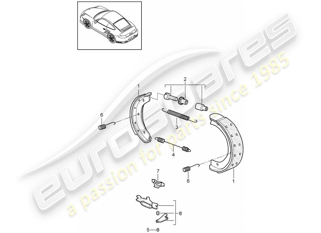 Porsche 911 T/GT2RS (2012) Handbrake Part Diagram