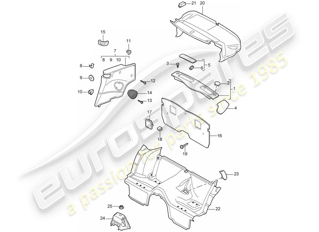 Porsche 911 T/GT2RS (2012) trims Part Diagram