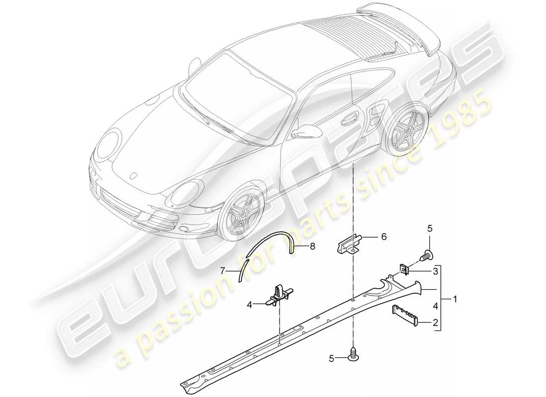 Porsche 911 T/GT2RS (2012) SIDE MEMBER TRIM Part Diagram