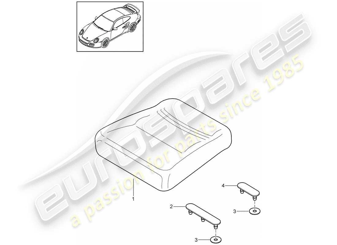 Porsche 911 T/GT2RS (2012) BACK SEAT CUSHION Part Diagram