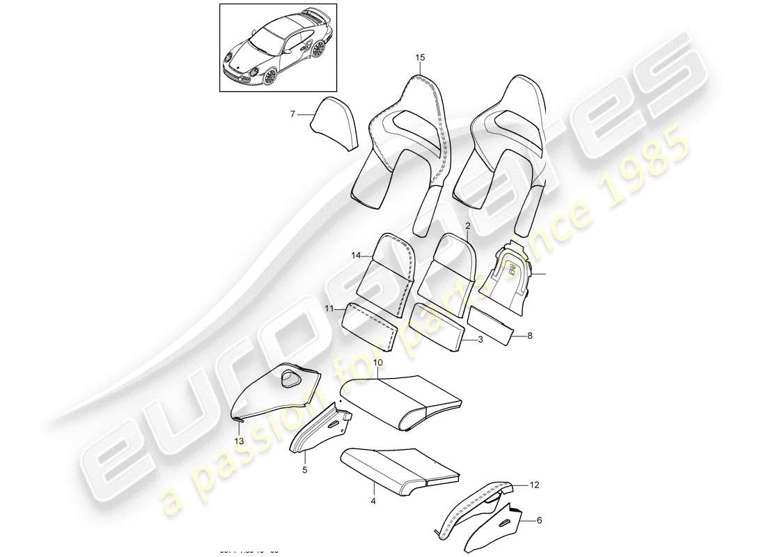 Porsche 911 T/GT2RS (2012) foam part Part Diagram