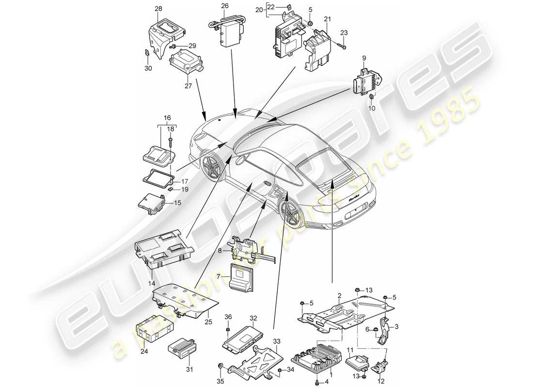 Porsche 911 T/GT2RS (2012) CONTROL UNITS Part Diagram