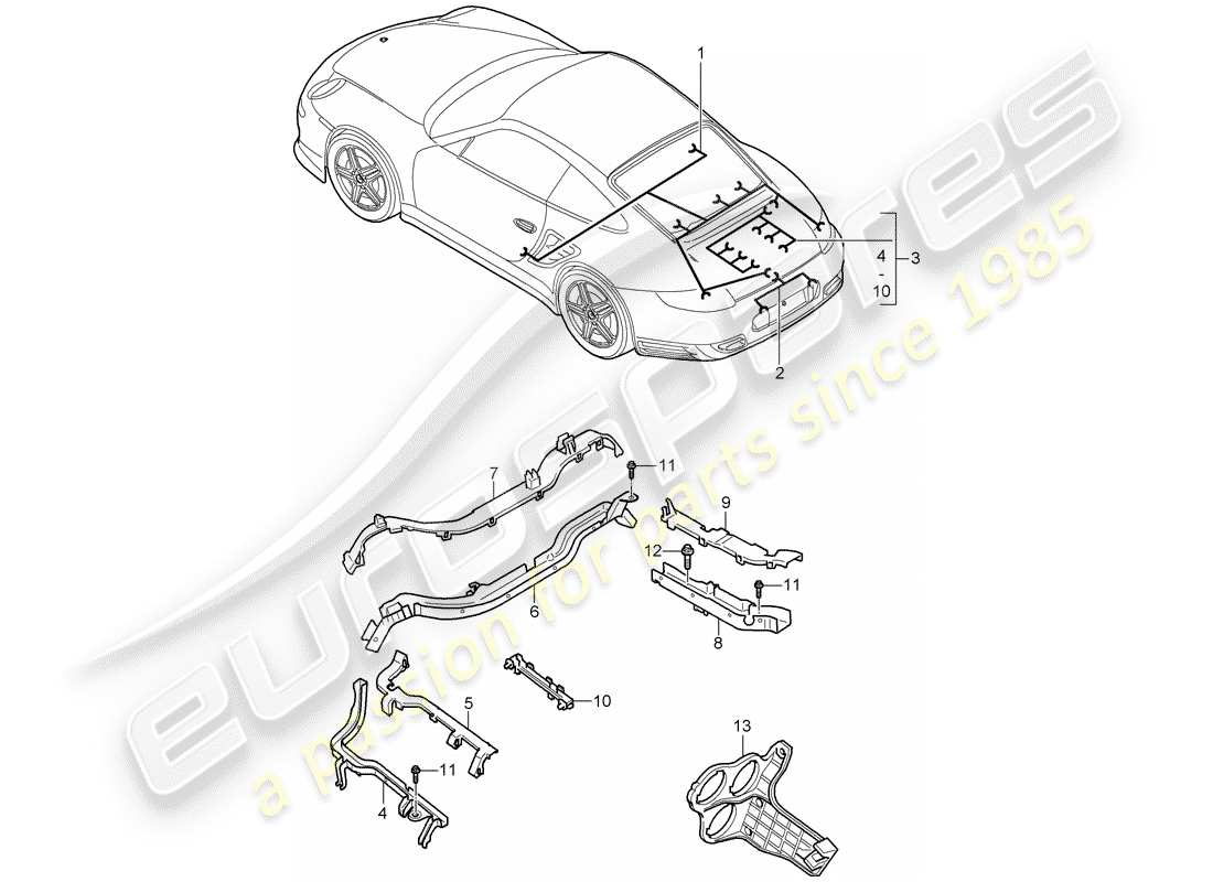 Porsche 911 T/GT2RS (2012) wiring harnesses Part Diagram