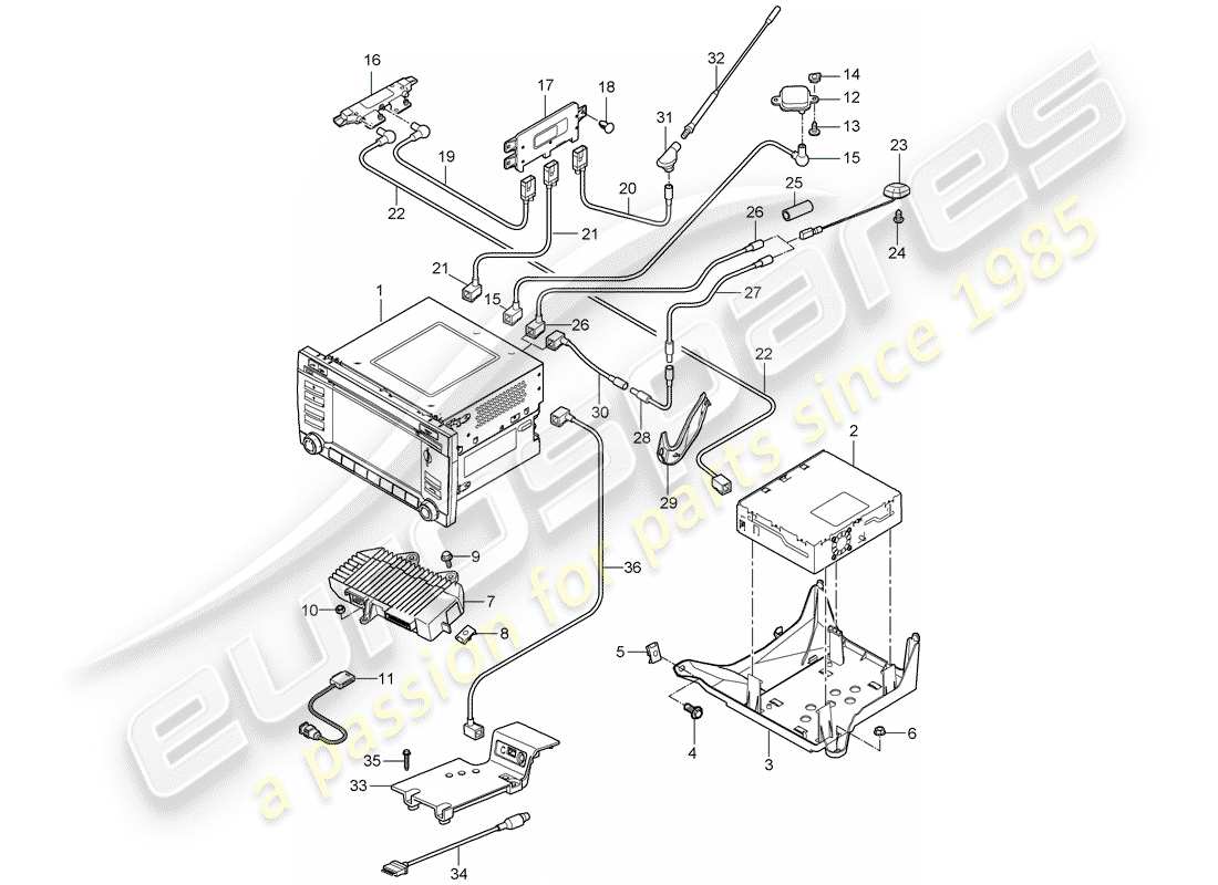 Porsche 911 T/GT2RS (2012) operating unit Part Diagram