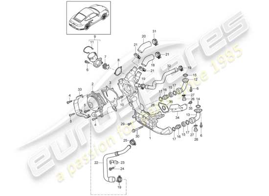 a part diagram from the Porsche 911 T/GT2RS parts catalogue