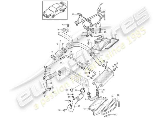 a part diagram from the Porsche 911 T/GT2RS parts catalogue