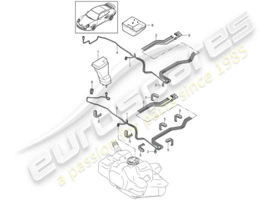 a part diagram from the Porsche 911 T/GT2RS parts catalogue