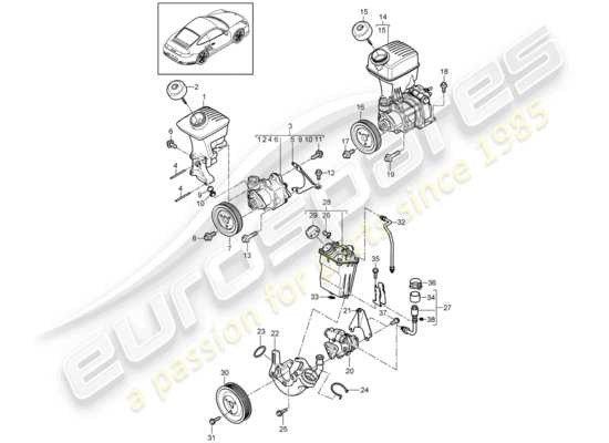 a part diagram from the Porsche 911 T/GT2RS (2012) parts catalogue