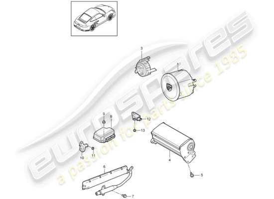 a part diagram from the Porsche 911 T/GT2RS parts catalogue