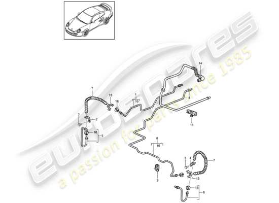 a part diagram from the Porsche 911 T/GT2RS parts catalogue