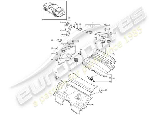 a part diagram from the Porsche 911 T/GT2RS (2012) parts catalogue