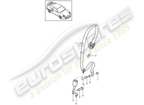 a part diagram from the Porsche 911 T/GT2RS (2012) parts catalogue