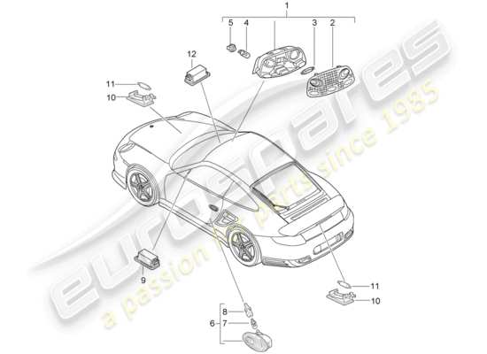 a part diagram from the Porsche 911 T/GT2RS parts catalogue