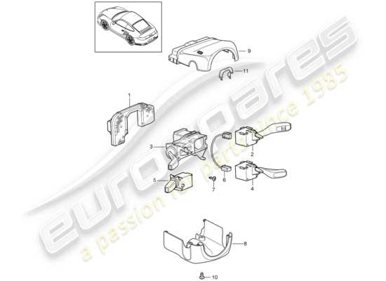 a part diagram from the Porsche 911 T/GT2RS parts catalogue