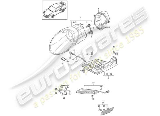 a part diagram from the Porsche 911 T/GT2RS parts catalogue