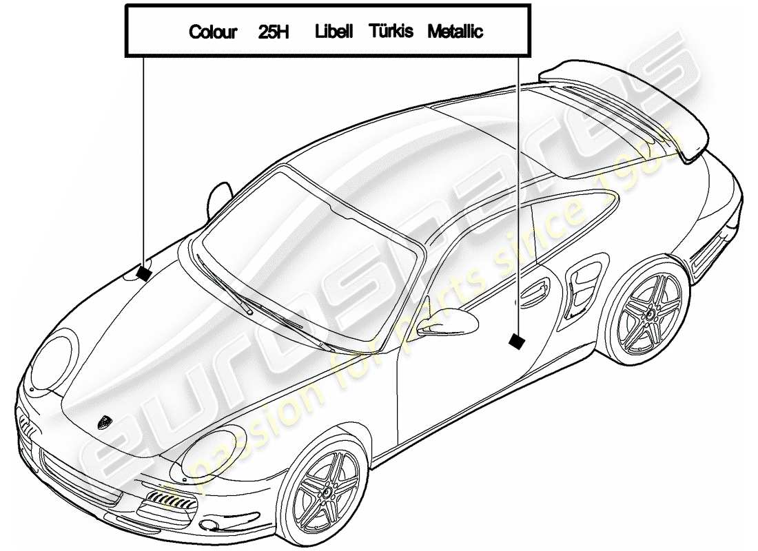 Porsche 911 T/GT2RS (2013) paint touch-up stick Part Diagram