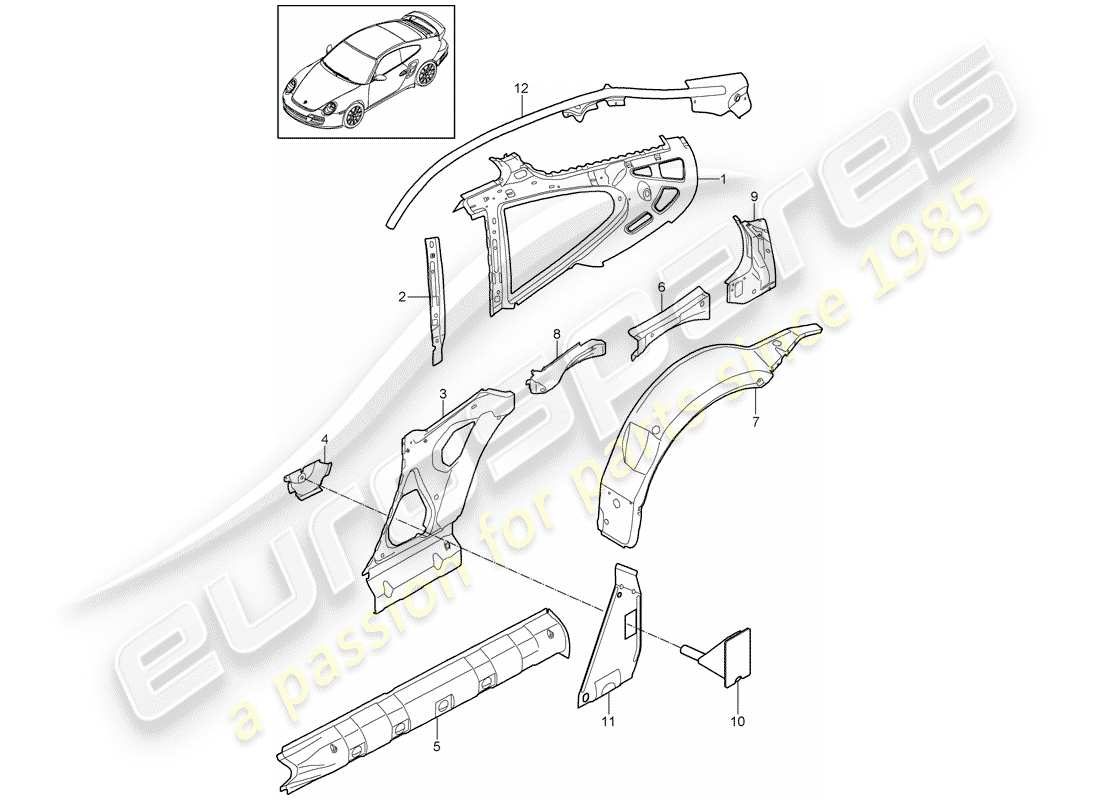 Porsche 911 T/GT2RS (2013) SIDE PANEL Part Diagram