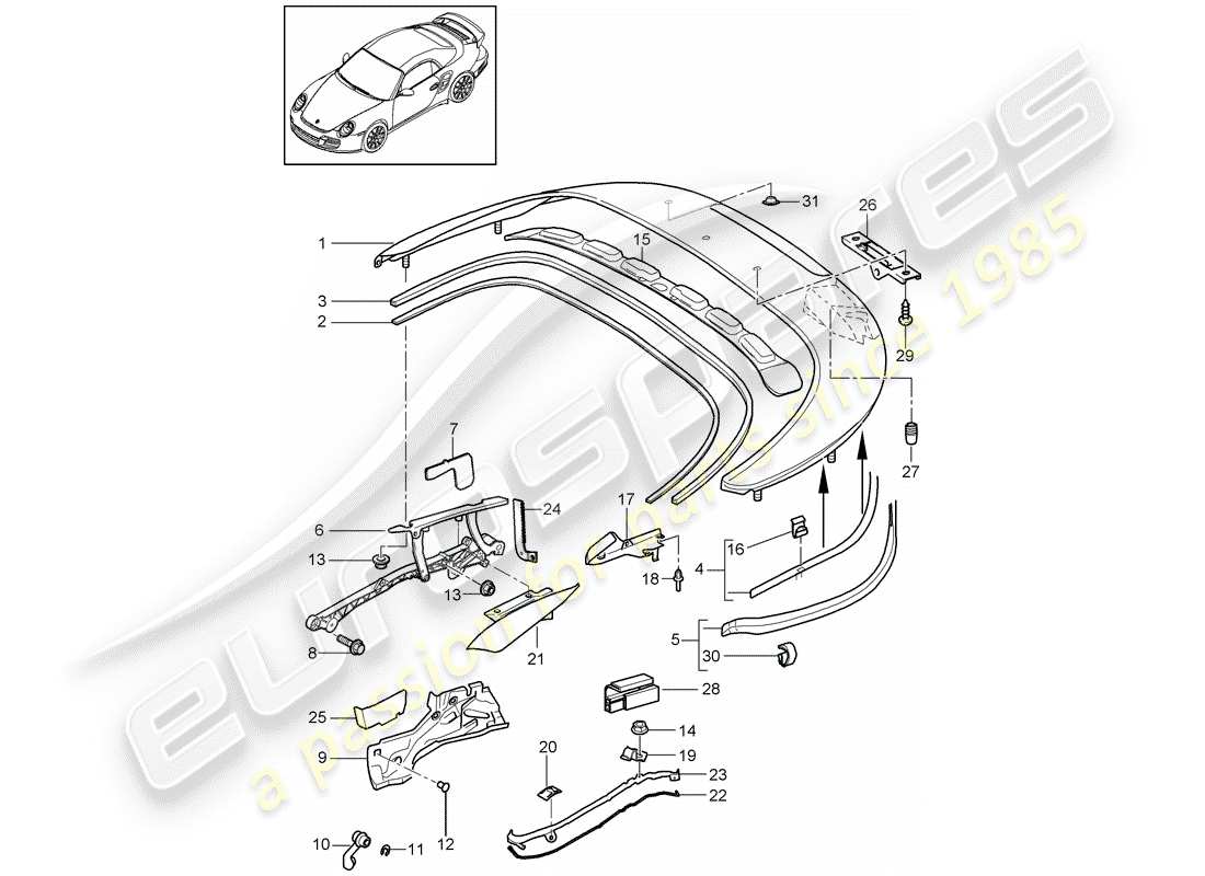 Porsche 911 T/GT2RS (2013) TOP STOWAGE BOX Part Diagram