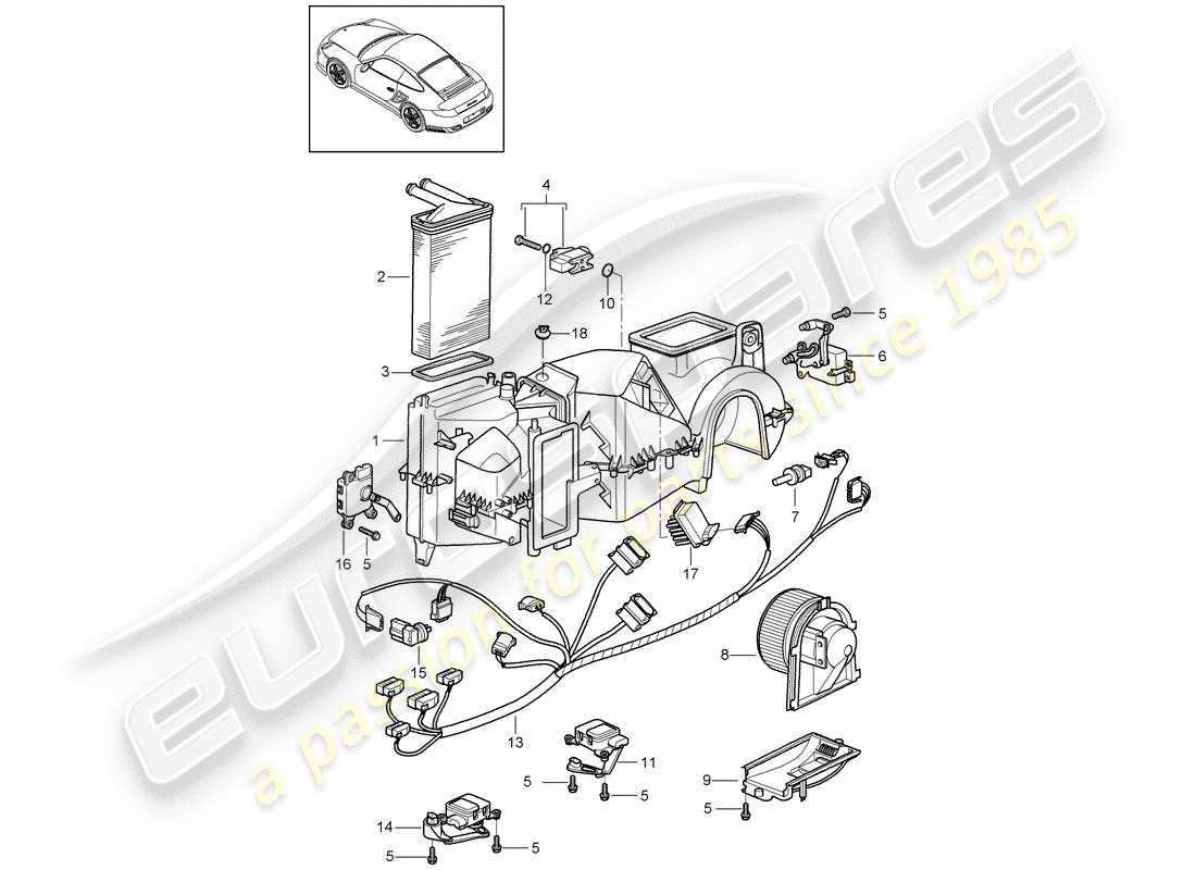 Porsche 911 T/GT2RS (2013) AIR CONDITIONER Part Diagram