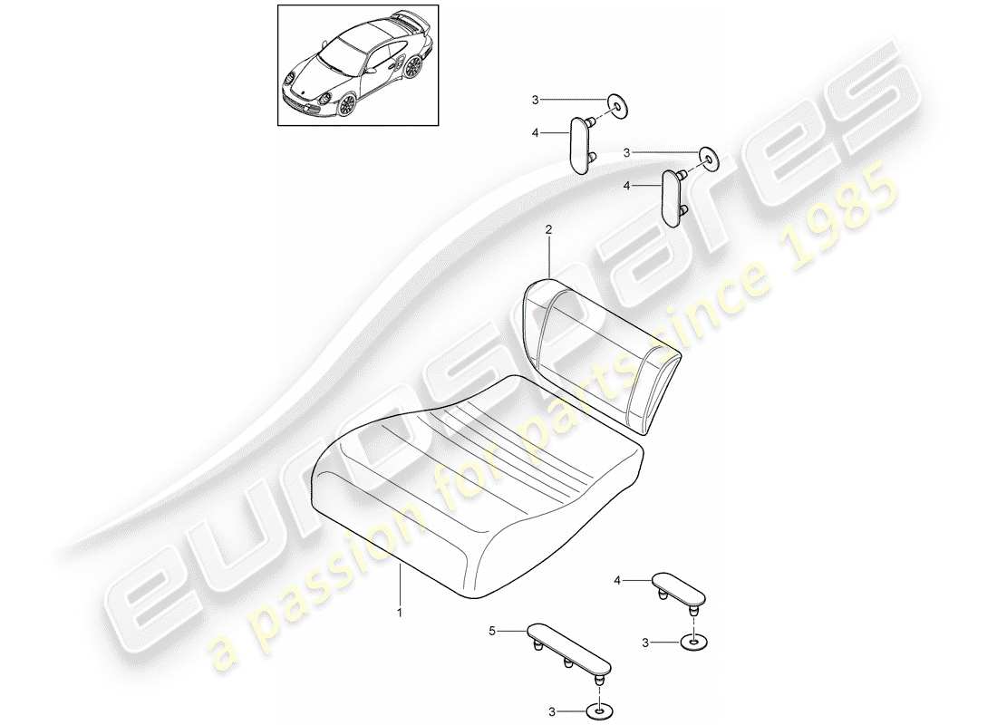 Porsche 911 T/GT2RS (2013) BACK SEAT CUSHION Part Diagram