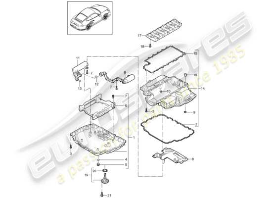 a part diagram from the Porsche 911 T/GT2RS parts catalogue