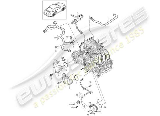 a part diagram from the Porsche 911 T/GT2RS parts catalogue