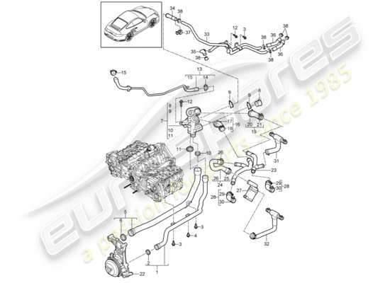 a part diagram from the Porsche 911 T/GT2RS parts catalogue