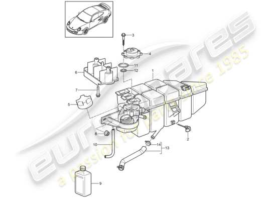 a part diagram from the Porsche 911 T/GT2RS parts catalogue