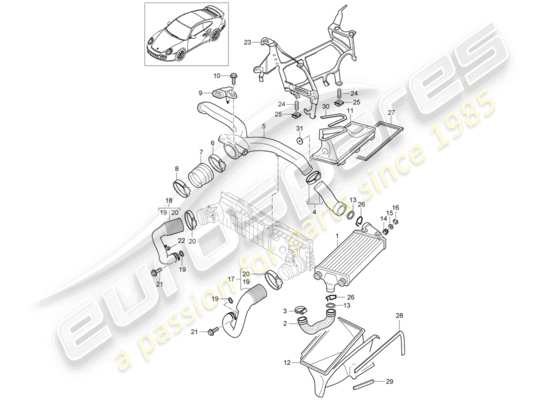 a part diagram from the Porsche 911 T/GT2RS parts catalogue