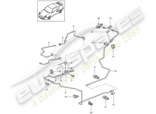 a part diagram from the Porsche 911 T/GT2RS parts catalogue