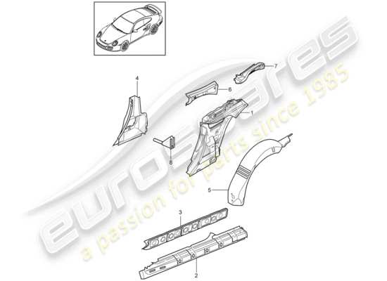 a part diagram from the Porsche 911 T/GT2RS parts catalogue