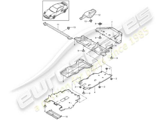 a part diagram from the Porsche 911 T/GT2RS parts catalogue