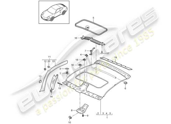 a part diagram from the Porsche 911 T/GT2RS parts catalogue