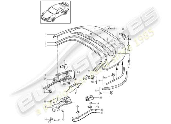 a part diagram from the Porsche 911 T/GT2RS parts catalogue