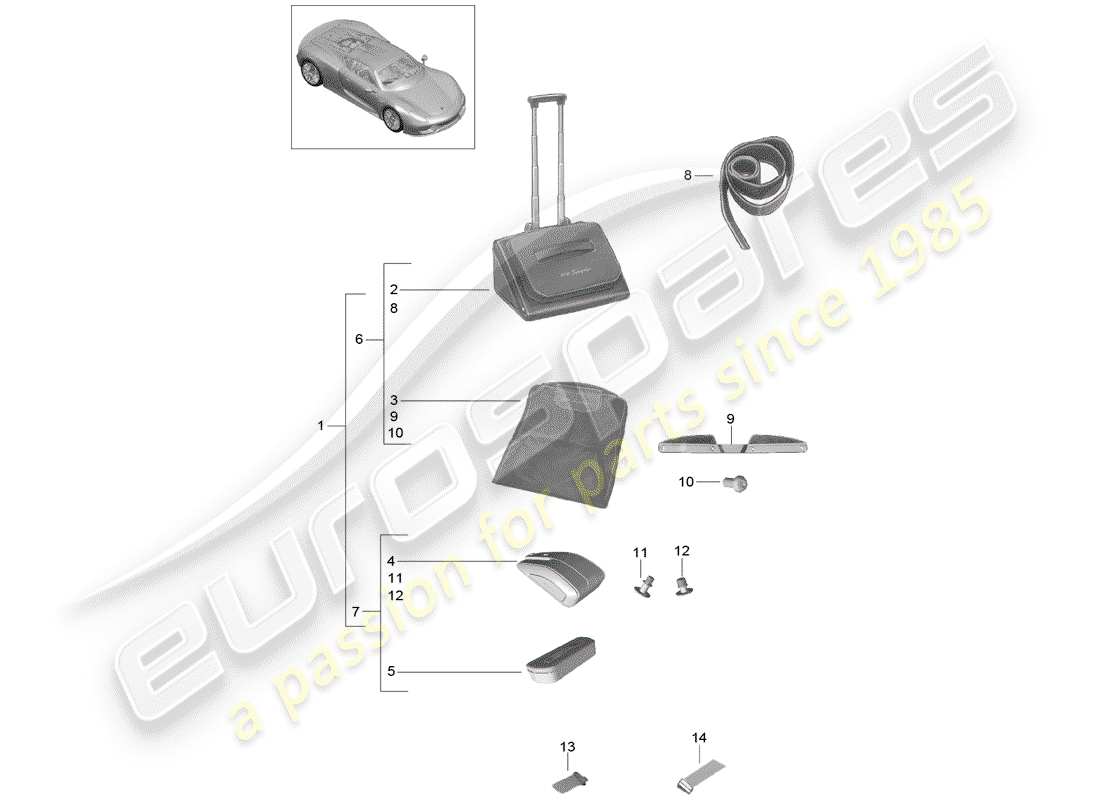 Porsche 918 Spyder (2015) LUGGAGE COMPARTMENT SYSTEM Part Diagram