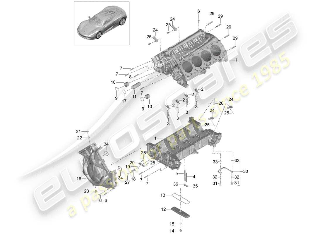 Porsche 918 Spyder (2015) crankcase Parts Diagram