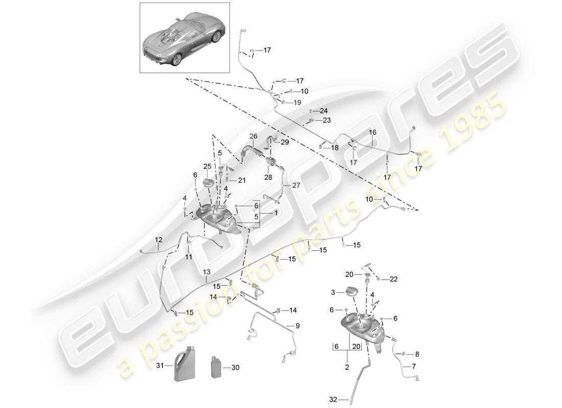 Porsche 918 Spyder (2015) water cooling Part Diagram