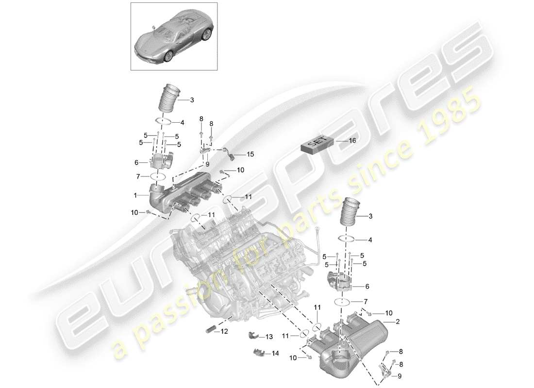 Porsche 918 Spyder (2015) intake air distributor Part Diagram
