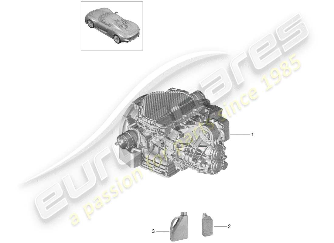 Porsche 918 Spyder (2015) replacement transmission Parts Diagram