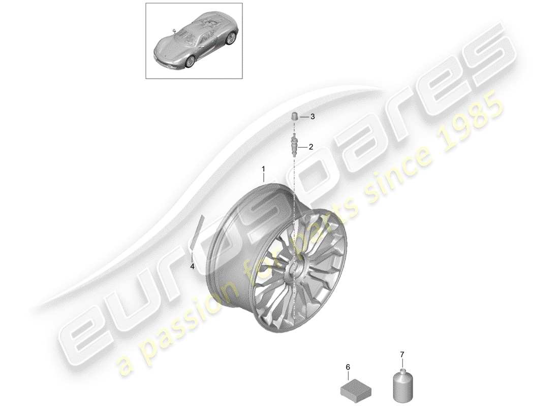 Porsche 918 Spyder (2015) Wheels Part Diagram