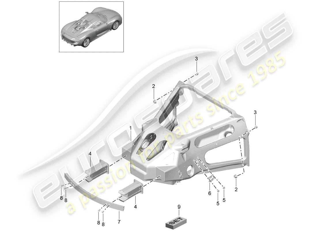 Porsche 918 Spyder (2015) REAR END Parts Diagram