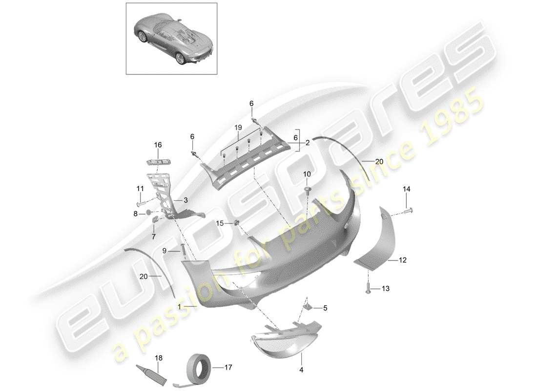 Porsche 918 Spyder (2015) BUMPER Part Diagram