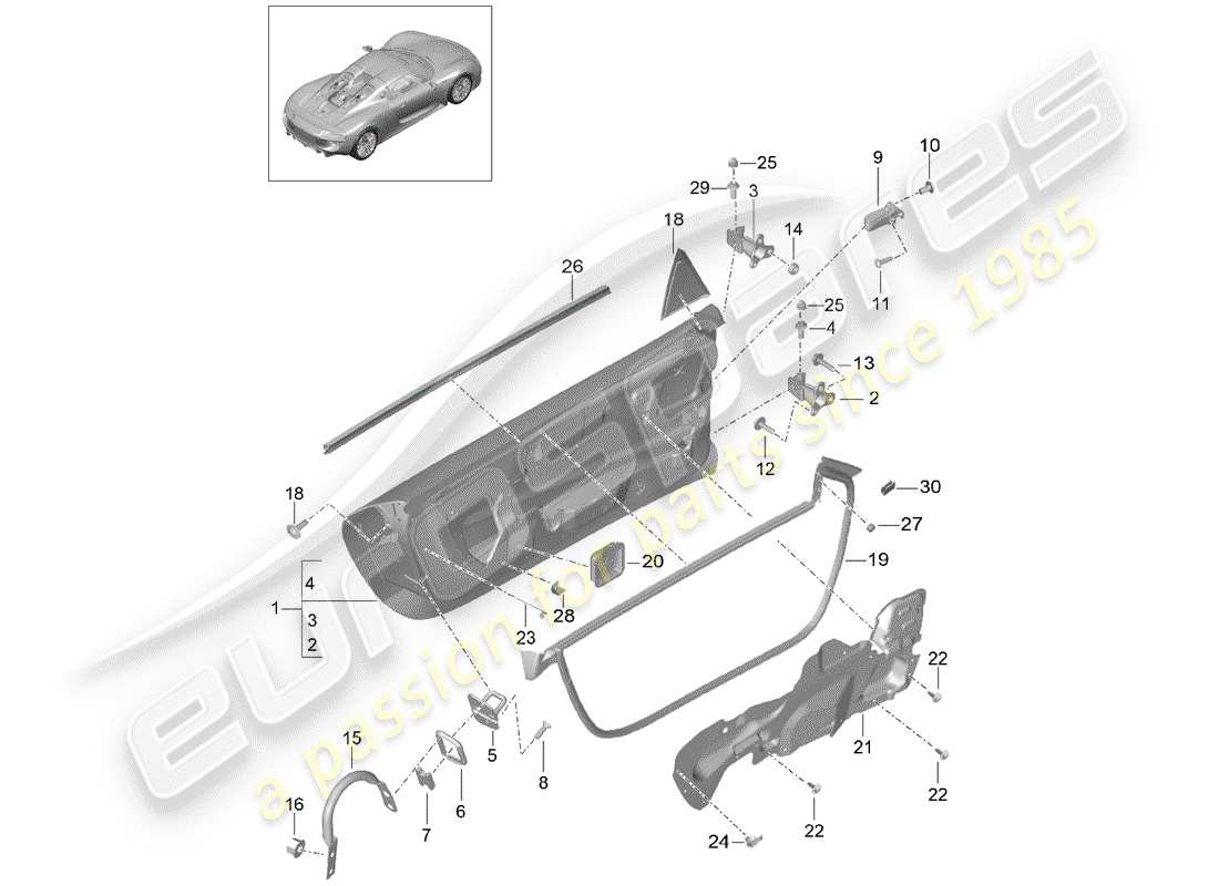 Porsche 918 Spyder (2015) DOOR Part Diagram