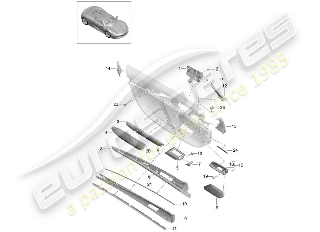 Porsche 918 Spyder (2015) DOOR PANEL Part Diagram