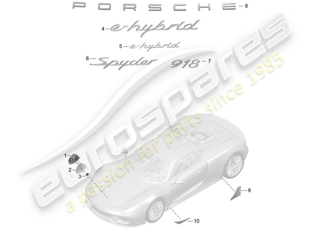 Porsche 918 Spyder (2015) nameplates Part Diagram